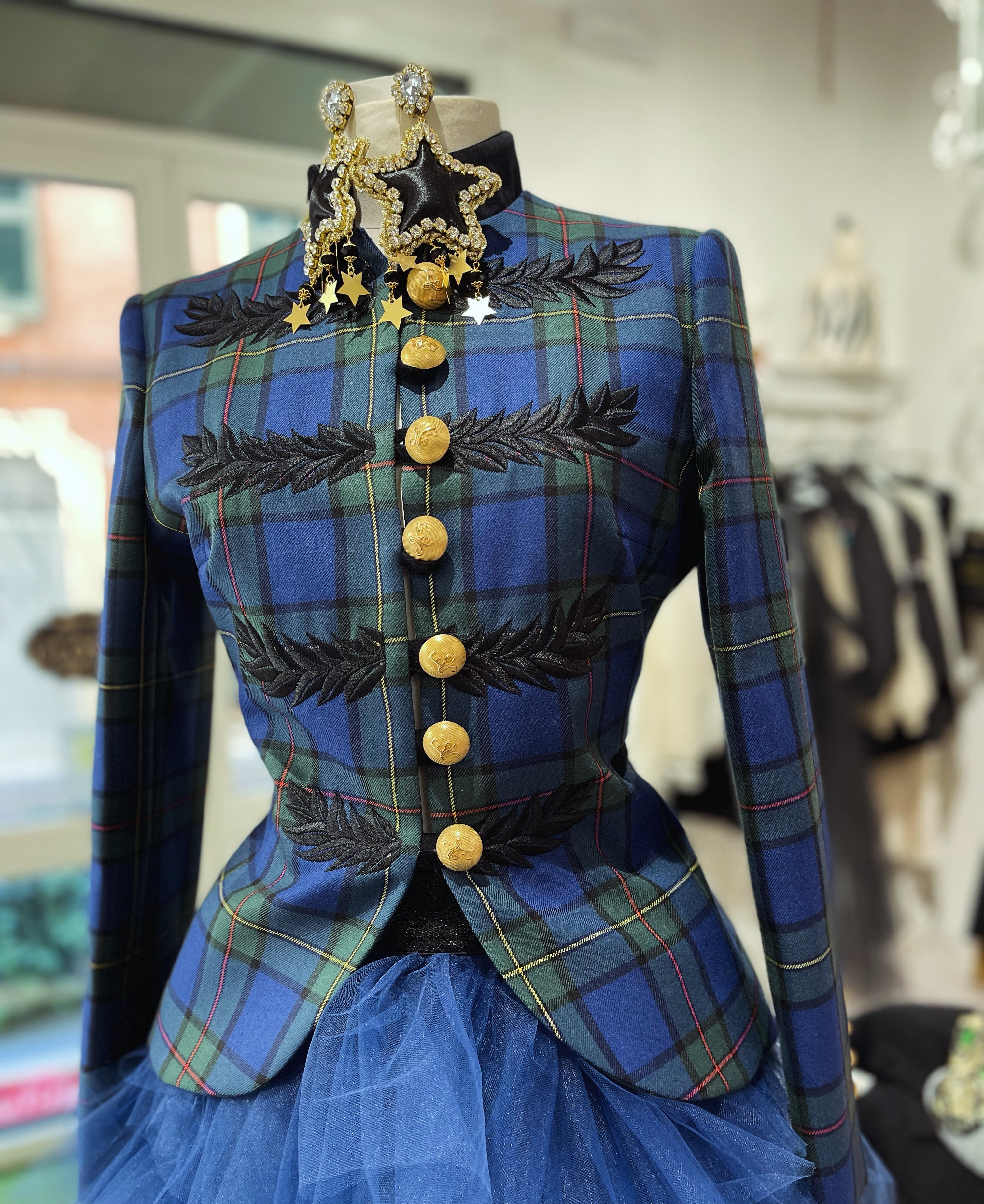 Giacca tartan blu