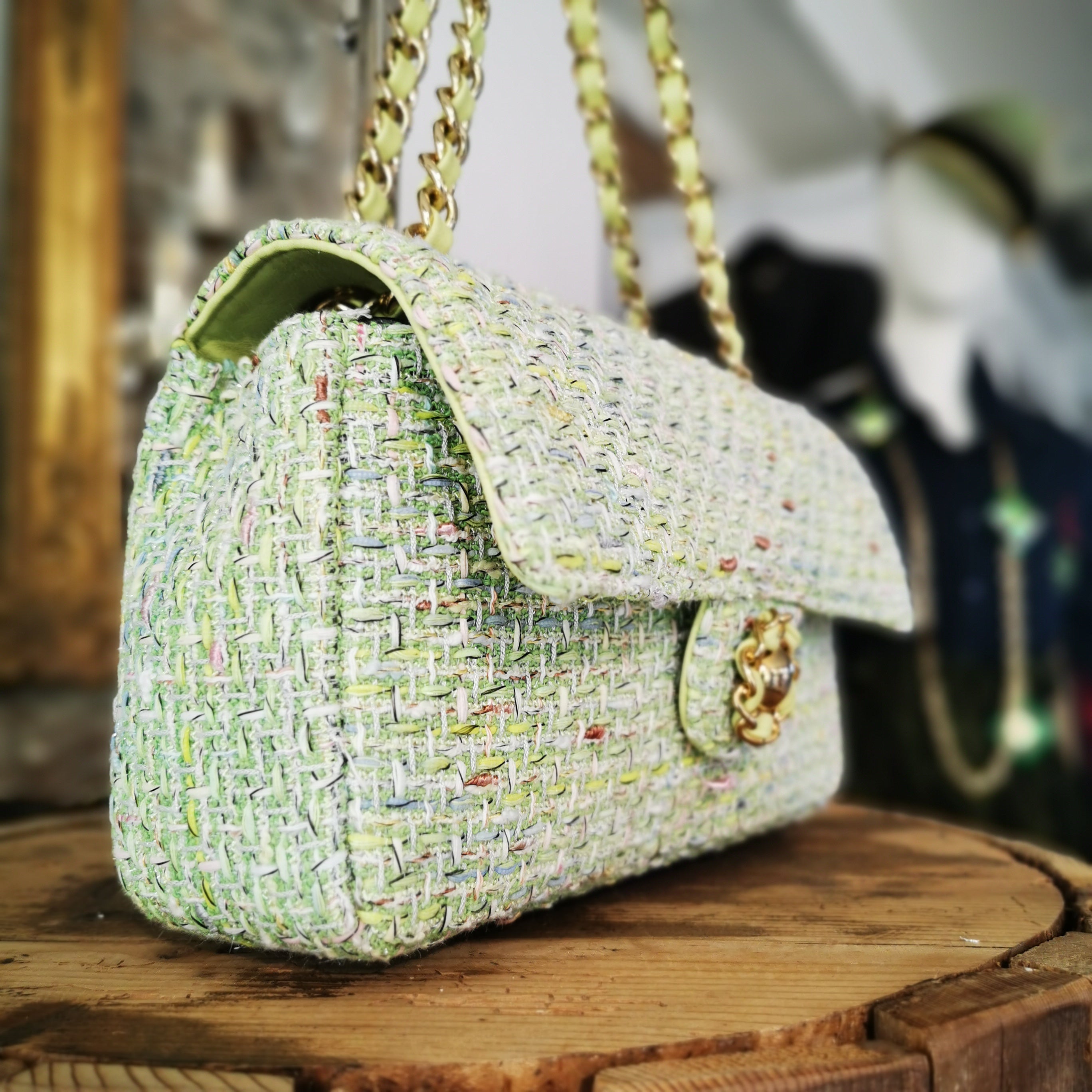 Borsa Chanellina in tweed Amarantissima